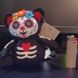 Cute Stuffed Plush Black Sugar Skull Cat New With Tags